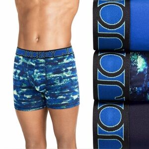 Jockey Chafe Proof Pouch Microfiber 6" Boxer Brief - 3 Pack in Blues M 32-34" W